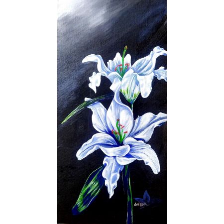 Beautiful Lily Flowers Canvas Painting by Artist Snehaprava Maharana